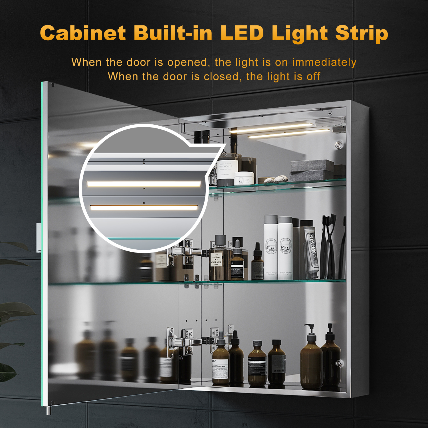 ELEGANT LED Illuminated Bathroom Mirror Cabinet with Shaver Socket ...